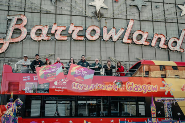 CSG bus in front of the Barrowlands
